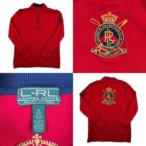 Ralph‎ Lauren Active Equestrian Pullover 1/4 Zip Long Sleeve Top Women 1X Red